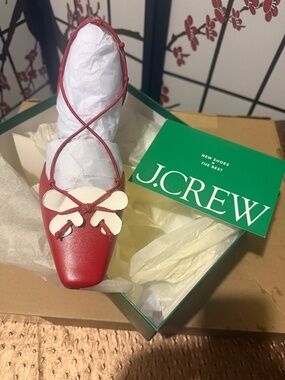 NEW! JCrew Leather Slingback Leona Pumps with Bow Women's Size 8.5 Persian Red